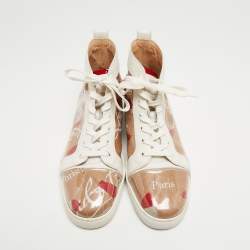 Christian Louboutin White/Transparent PVC and Leather Louis Orlato High Top Sneakers Size 44.5