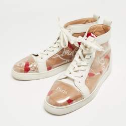 Christian Louboutin White/Transparent PVC and Leather Louis Orlato High Top Sneakers Size 44.5