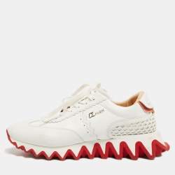 Christian Louboutin White Leather Loubishark Sneakers Size 44 