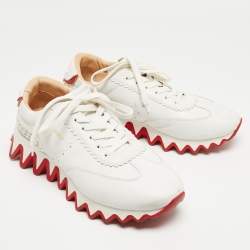 Christian Louboutin White Leather Loubishark Sneakers Size 44 