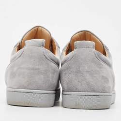 Christian Louboutin Grey Suede Louis Junior Spike Low Top Sneakers Size 40.5