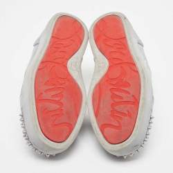 Christian Louboutin Grey Suede Louis Junior Spike Low Top Sneakers Size 40.5
