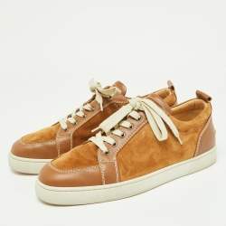 Christian Louboutin Brown Suede and Leather Orlato Low Top Sneakers 45