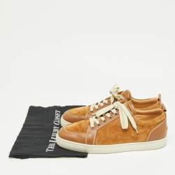 Christian Louboutin Brown Suede and Leather Orlato Low Top Sneakers 45