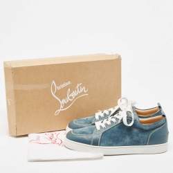 مملوكة مسبقًا Christian Louboutin Blue Suede and Leather Rantulow Sneakers Size 44.5