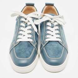 مملوكة مسبقًا Christian Louboutin Blue Suede and Leather Rantulow Sneakers Size 44.5