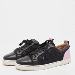 Christian Louboutin Black/Pink Patent and Mesh Low Top Sneakers Size 44