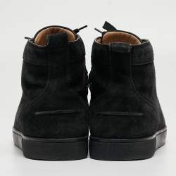 Christian Louboutin Black Suede Lou Spikes High Top Sneakers Size 42
