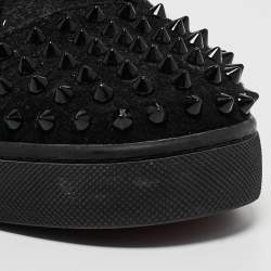Christian Louboutin Black Suede Lou Spikes High Top Sneakers Size 42