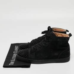 Christian Louboutin Black Suede Lou Spikes High Top Sneakers Size 42