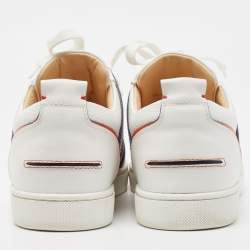 Christian Louboutin White/Orange Leather Vida Viva Sneakers Size 42.5