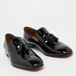 Christian Louboutin Black Patent Leather Dandelion Tassel Loafers Size 43