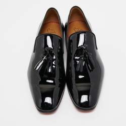 Christian Louboutin Black Patent Leather Dandelion Tassel Loafers Size 43