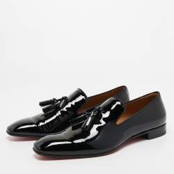 Christian Louboutin Black Patent Leather Dandelion Tassel Loafers Size 43