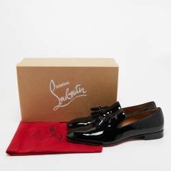 Christian Louboutin Black Patent Leather Dandelion Tassel Loafers Size 43