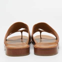 Christian Louboutin Brown Leather Sinouhe Thong Flat Sandals  Size 45