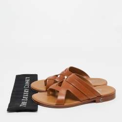 Christian Louboutin Brown Leather Sinouhe Thong Flat Sandals  Size 45