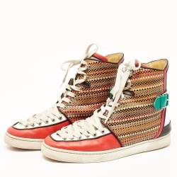 مملوكة مسبقًا Christian Louboutin Multicolor Leather High Top Sneakers 43 