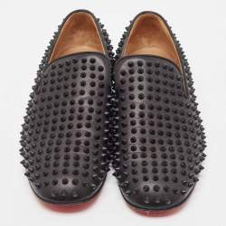 Christain Louboutin Black Leather Dandelio Spike Loafers Size 42.5