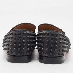 Christain Louboutin Black Leather Dandelio Spike Loafers Size 42.5