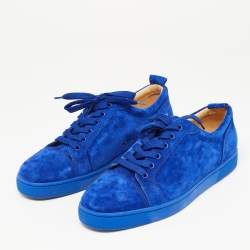 Christian Louboutin Blue Suede Leather Low Top Sneakers Size 42.5