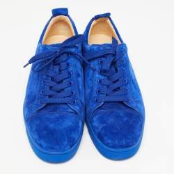 Christian Louboutin Blue Suede Leather Low Top Sneakers Size 42.5