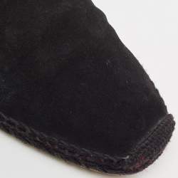 Christian Louboutin Black Suede and Croc Embossed Leather Espadon Espadrilles Size 45