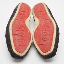 Christian Louboutin Black Suede and Croc Embossed Leather Espadon Espadrilles Size 45
