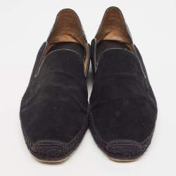 Christian Louboutin Black Suede and Croc Embossed Leather Espadon Espadrilles Size 45