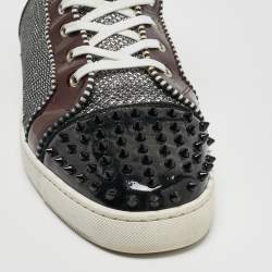 Christian Louboutin Multicolor Patent  And Velvet  Spikes Orlato Flat Hight Top Sneakers Size 50