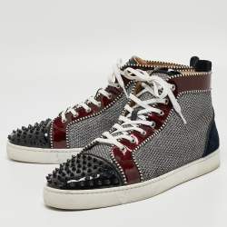 Christian Louboutin Multicolor Patent  And Velvet  Spikes Orlato Flat Hight Top Sneakers Size 50