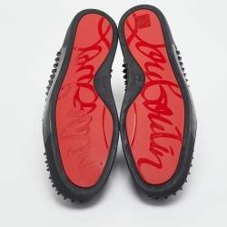 Christian Louboutin Louis Black Leather Spike Cap Toe High Top Sneakers Size 48