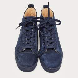 Christian Louboutin Navy Blue Suede High Top Sneakers Size 41