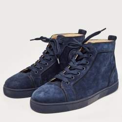 Christian Louboutin Navy Blue Suede High Top Sneakers Size 41