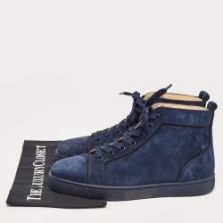 Christian Louboutin Navy Blue Suede High Top Sneakers Size 41