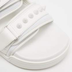 Christian Louboutin White Neoprene and Leather Daddy Pool Sandals Size 39