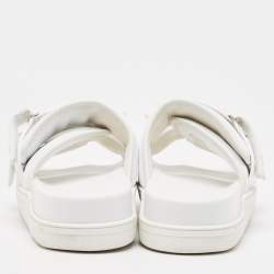 Christian Louboutin White Neoprene and Leather Daddy Pool Sandals Size 39