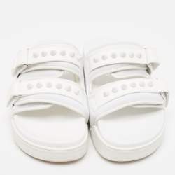 Christian Louboutin White Neoprene and Leather Daddy Pool Sandals Size 39