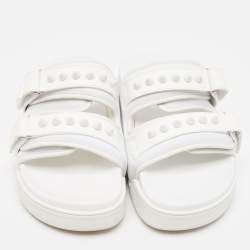 Christian Louboutin White Neoprene and Leather Daddy Pool Sandals Size 39