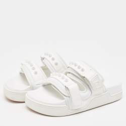 Christian Louboutin White Neoprene and Leather Daddy Pool Sandals Size 39