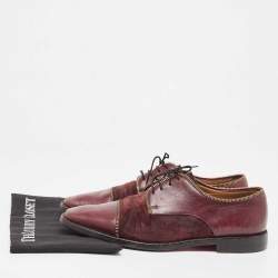 Christian Louboutin Burgundy Leather and Suede Bruno Orlato Derby Size 41.5