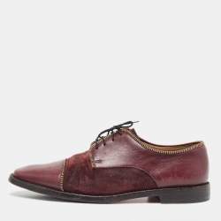 Christian Louboutin Burgundy Leather and Suede Bruno Orlato Derby Size 41.5