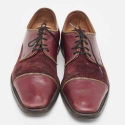 Christian Louboutin Burgundy Leather and Suede Bruno Orlato Derby Size 41.5