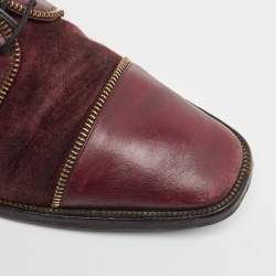 Christian Louboutin Burgundy Leather and Suede Bruno Orlato Derby Size 41.5