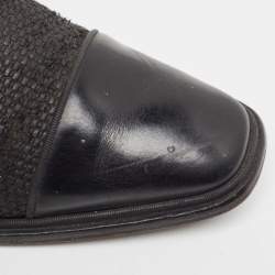 Christian Louboutin Black Suede Leather and Woven Raffia Greggo Cap Top Lace Derby Size 41