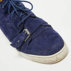 Pre Owned Christian Louboutin Blue Suede Reglisse High Top Sneakers Size 43