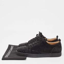 Christian Louboutin Black Suede Louise Spike Low Top Sneakers Size 43 