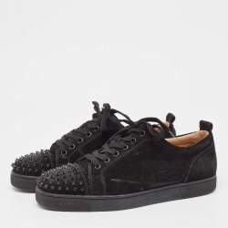 Christian Louboutin Black Suede Louise Spike Low Top Sneakers Size 43 