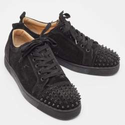 Christian Louboutin Black Suede Louise Spike Low Top Sneakers Size 43 