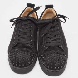 Christian Louboutin Black Suede Louise Spike Low Top Sneakers Size 43 
